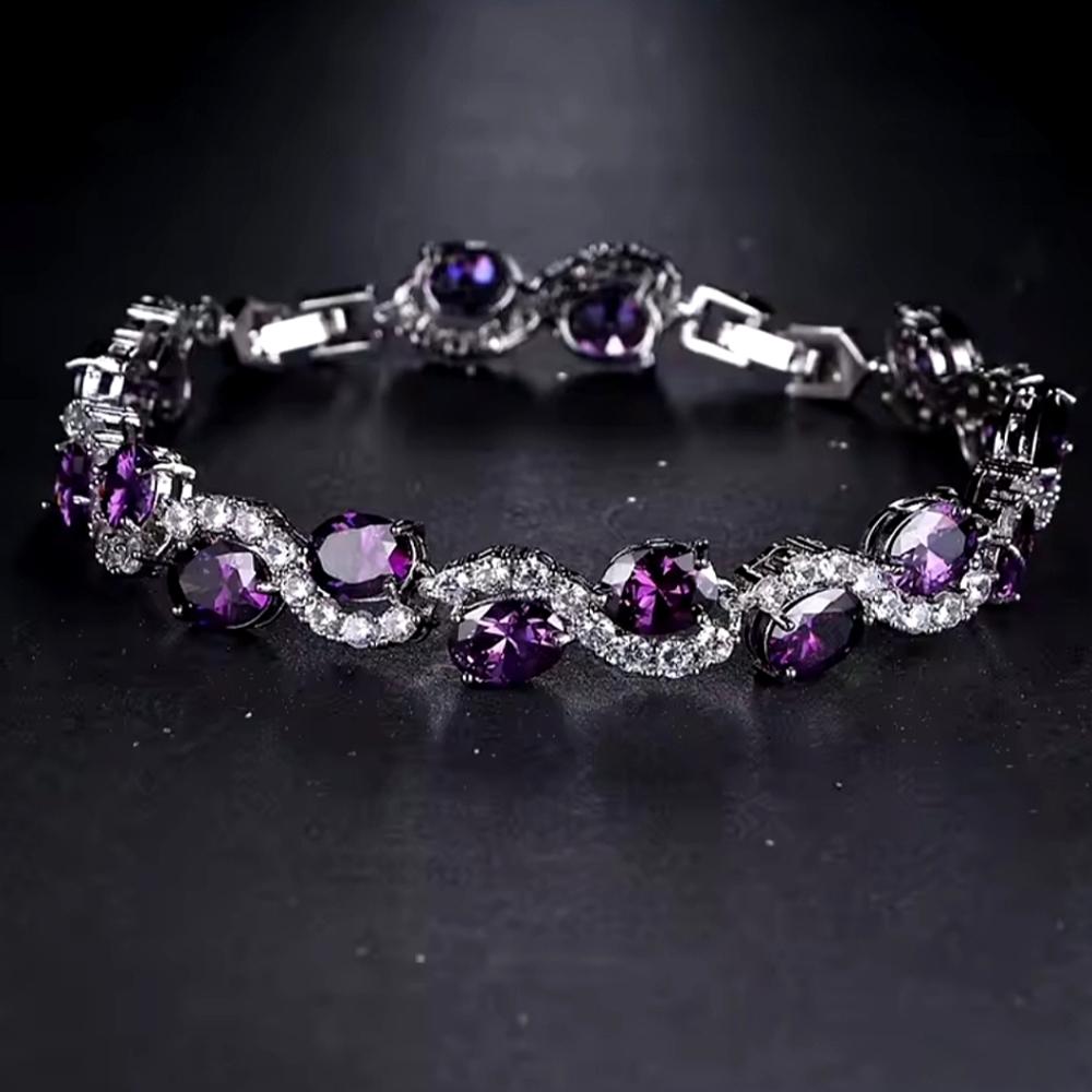 Elegant Purple and Silver Bracelet